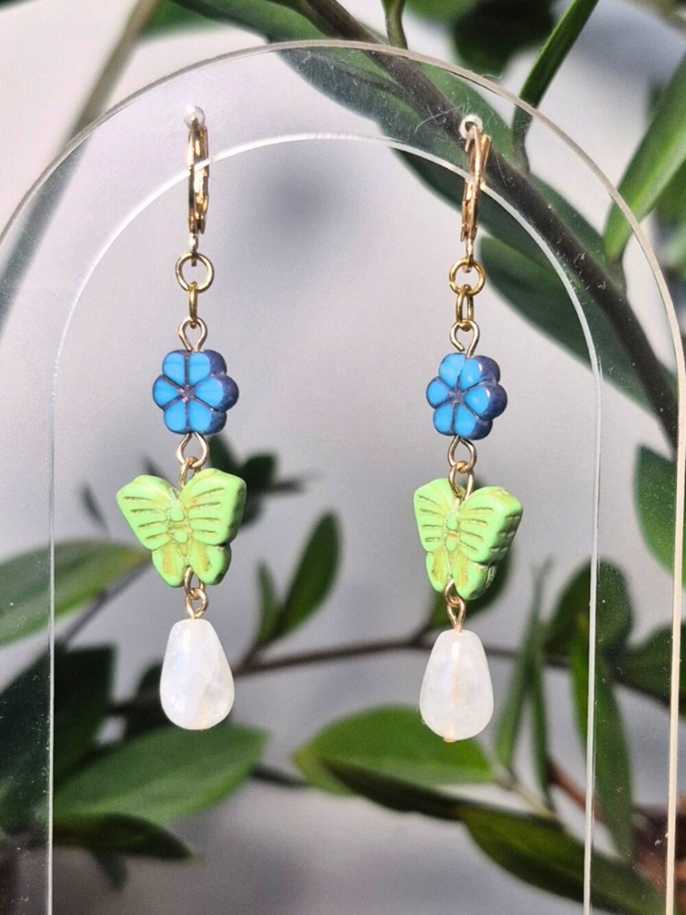 Howlite and Milky Quartz Butterfly Effect Earrings